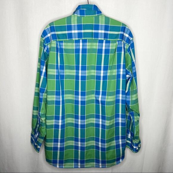 PENDLETON / green blue plaid long sleeve button down casual shirt / S - Picture 2 of 7